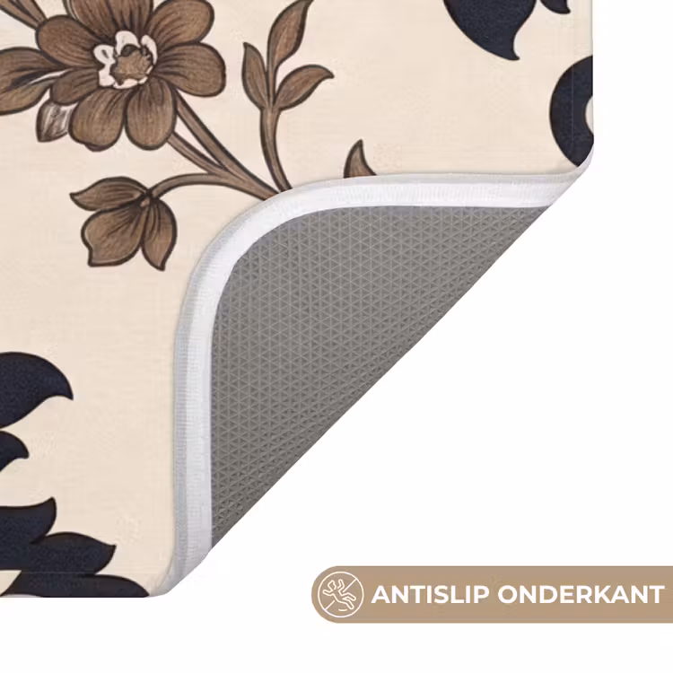 WC Mat - Patroon - Floraal - Klassiek - Beige-blauw — 4