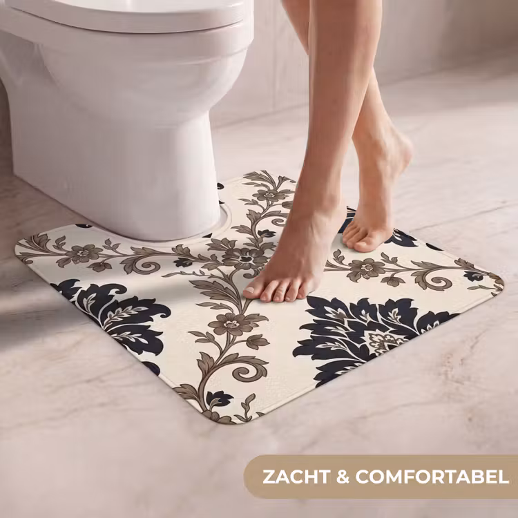 WC Mat - Patroon - Floraal - Klassiek - Beige-blauw — 5