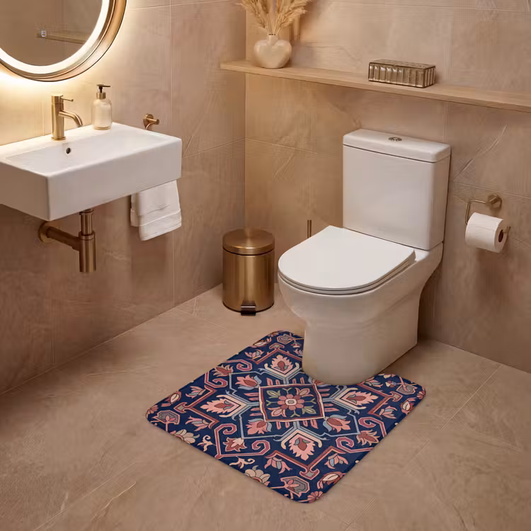 WC Mat - Patroon - Oosters - Floraal - Blauw - Klassiek — 3