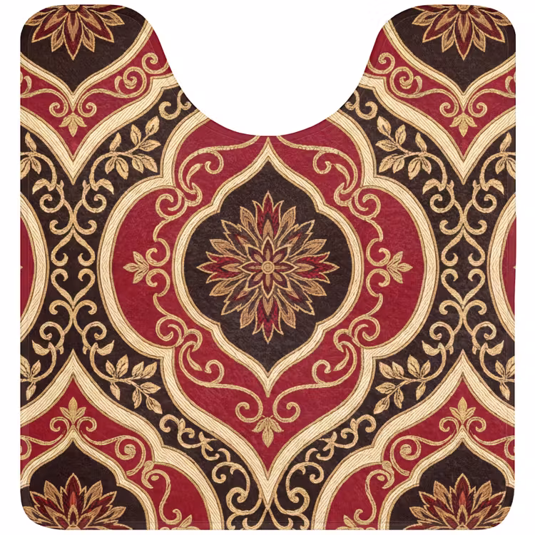 WC Mat - Patroon - Ornament - Barok - Rood - Goud — 1