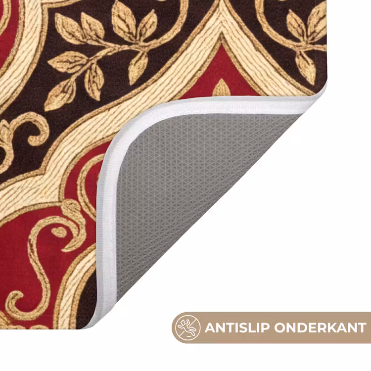 WC Mat - Patroon - Ornament - Barok - Rood - Goud — 4