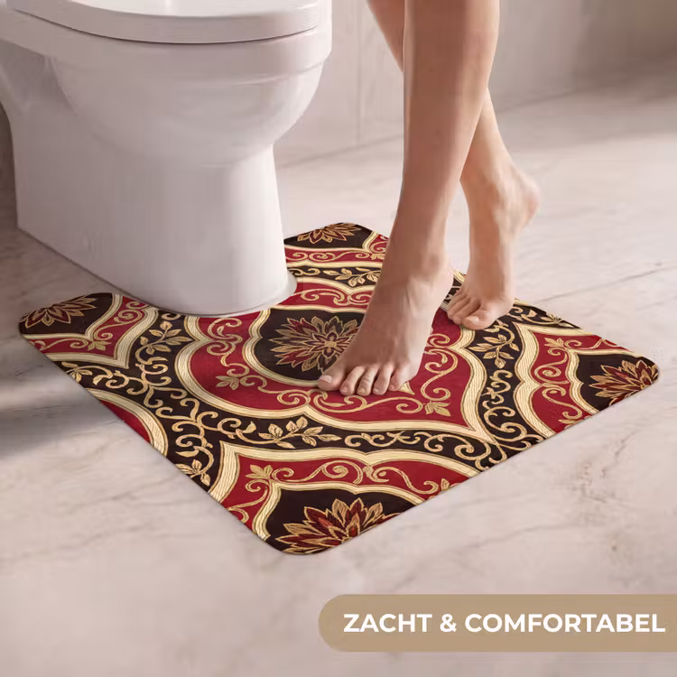 WC Mat - Patroon - Ornament - Barok - Rood - Goud — 5