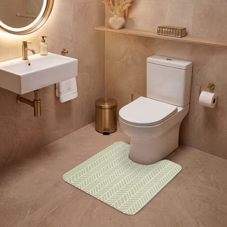 WC Mat - Saliegroen - Visgraat - Geometrisch - Patroon — 3