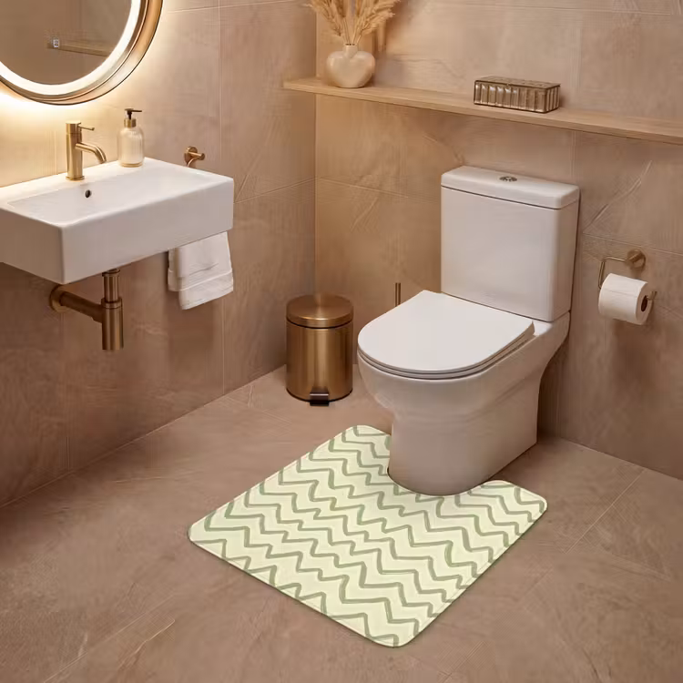 WC Mat - Saliegroen - Zigzag - Handgetekend - Patroon — 3