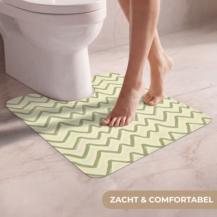 WC Mat - Saliegroen - Zigzag - Handgetekend - Patroon — 5