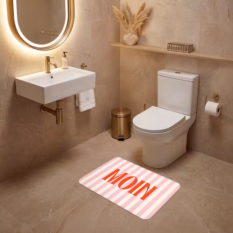 WC Mat - Zachtroze - Rood - Strepen - Moin — 4
