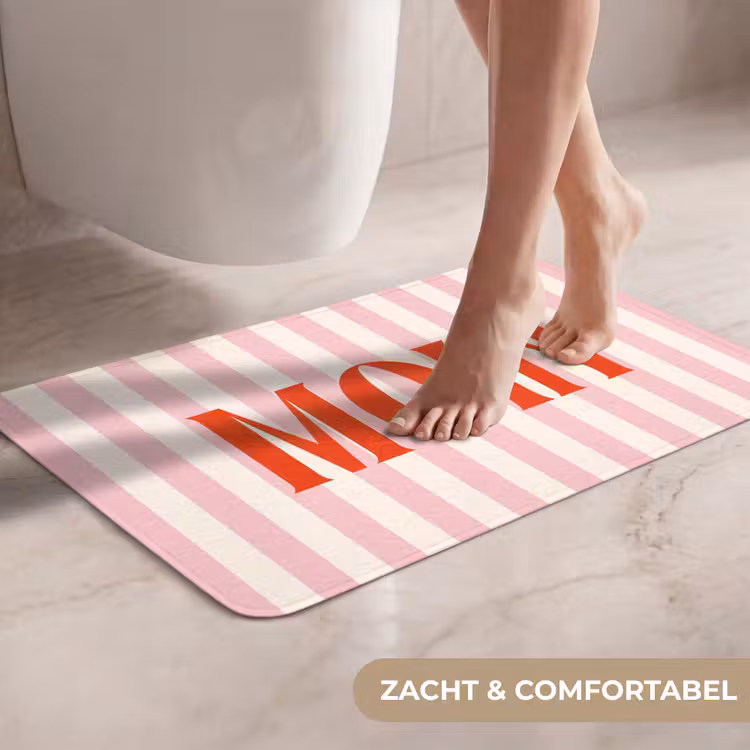 WC Mat - Zachtroze - Rood - Strepen - Moin — 7
