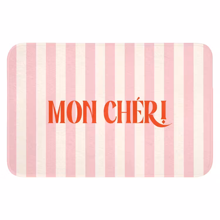 WC Mat - Zachtroze - Rood - Strepen - Mon Chéri — 1