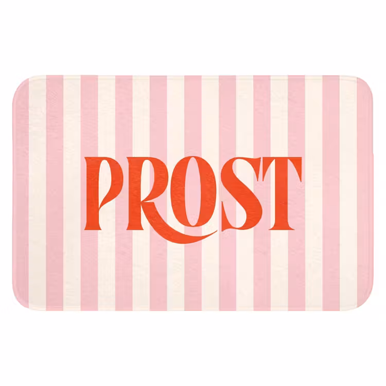 WC Mat - Zachtroze - Rood - Strepen - Prost — 1
