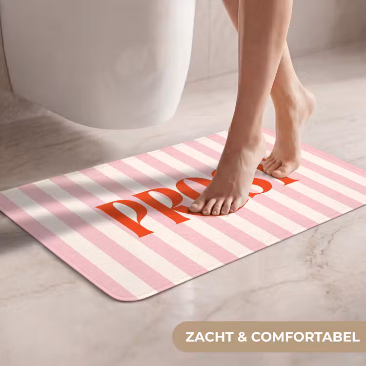 WC Mat - Zachtroze - Rood - Strepen - Prost — 7