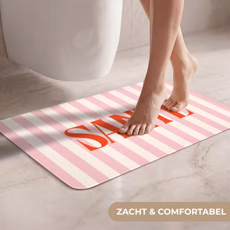 WC Mat - Zachtroze - Rood - Strepen - Santé — 7