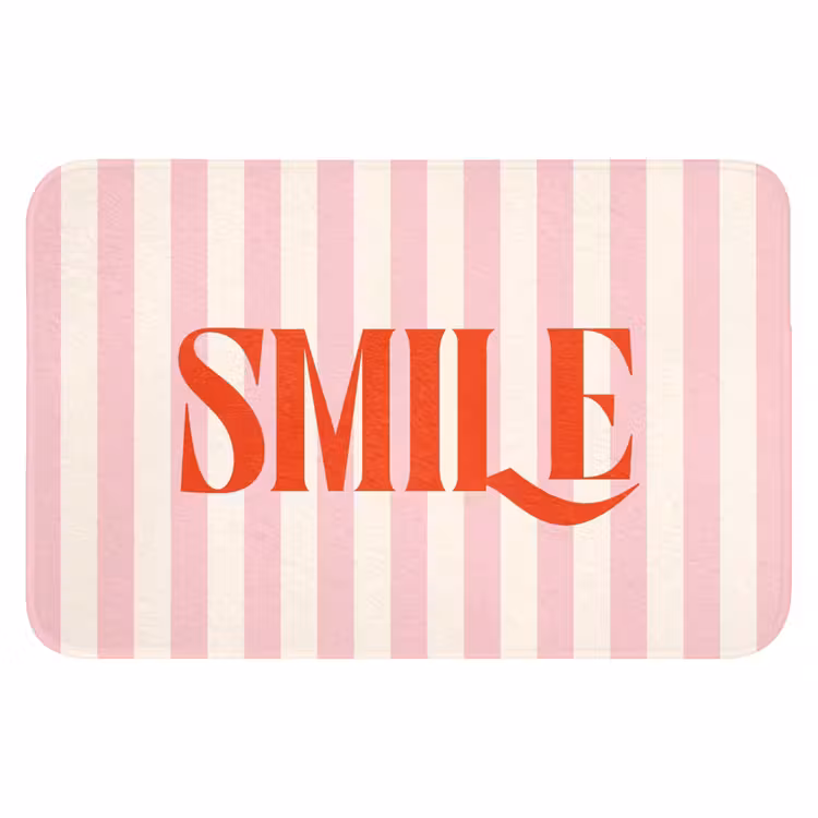 WC Mat - Zachtroze - Rood - Strepen - Smile — 1
