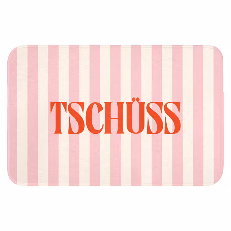 WC Mat - Zachtroze - Rood - Strepen - Tschüss — 1