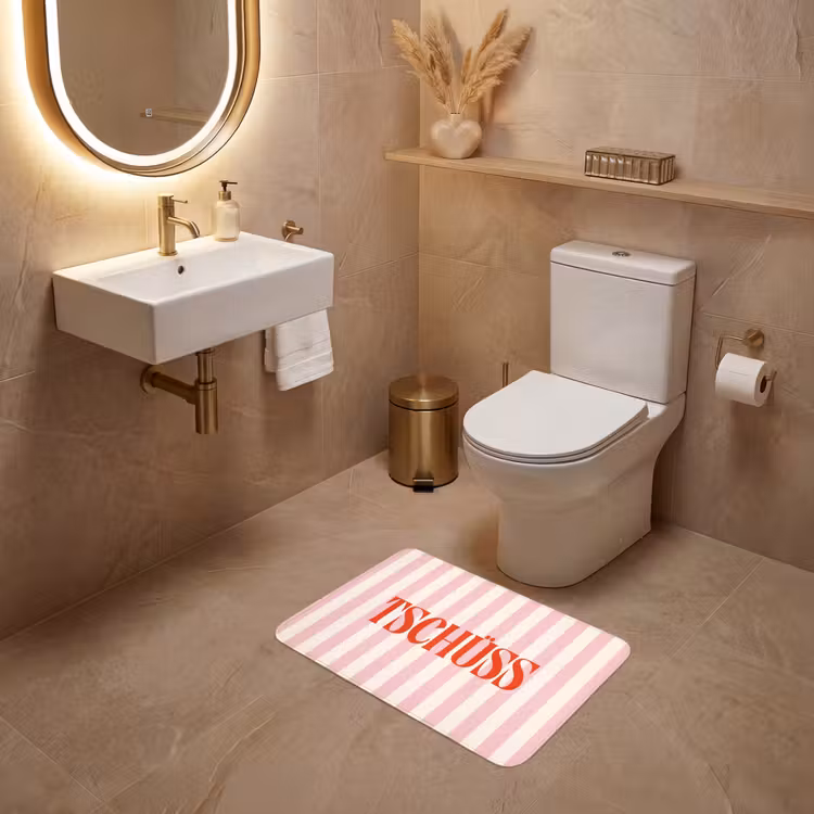 WC Mat - Zachtroze - Rood - Strepen - Tschüss — 4