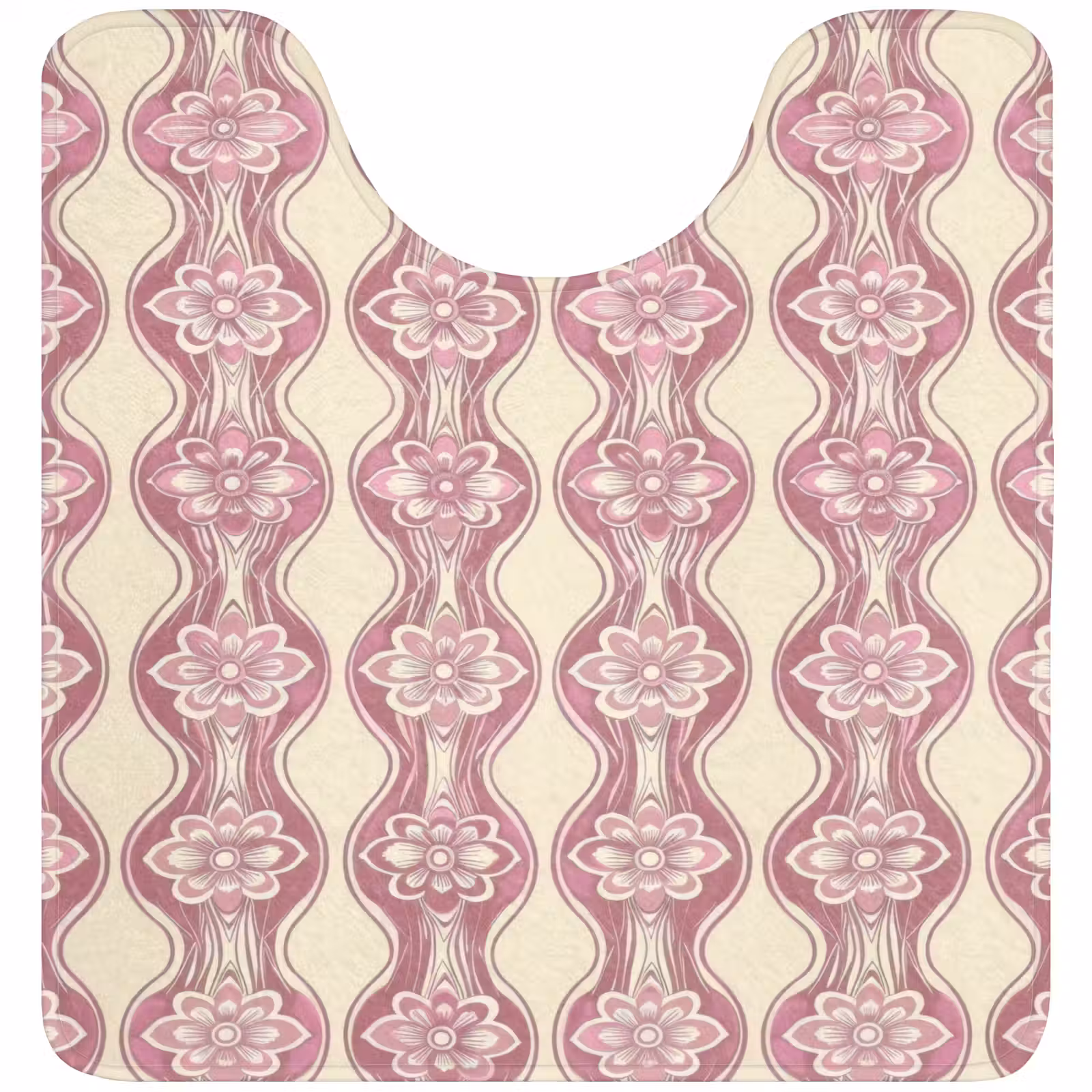 WC Mat - Paarsroze - Bloemen - Retro - Patroon — 1