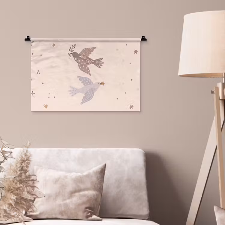 Wandkleed - Vogel - Bessen - Natuur - Modern - Beige — 2