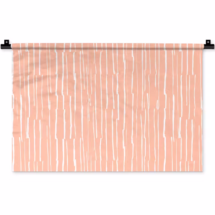 Wandkleed - Zalmroze - Strepen - Handgetekend - Patroon — 1