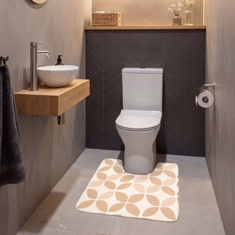 WC Mat - Beige - Bladeren - Minimalistisch - Patroon — 2
