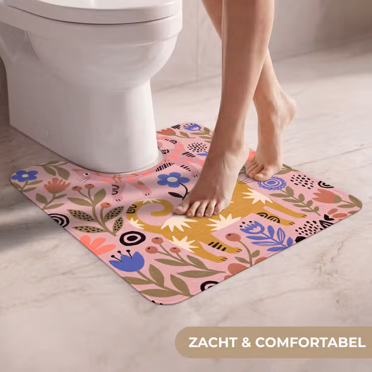 WC Mat - Kat - Bloemen - Dieren - Modern - Roze — 5