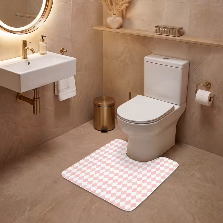 WC Mat - Lichtroze - Ruiten - Geometrisch - Patroon — 3