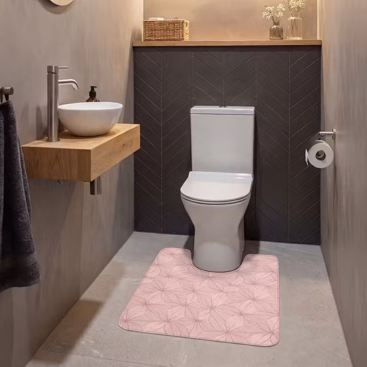 WC Mat - oederroze - Bloemen - Reliëf - Textuur — 2