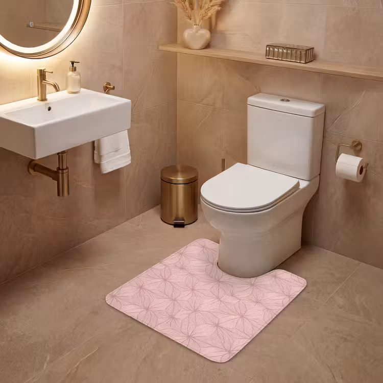 WC Mat - oederroze - Bloemen - Reliëf - Textuur — 3