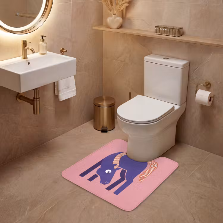 WC Mat - Paard - Abstract - Dieren - Modern - Blauw — 3
