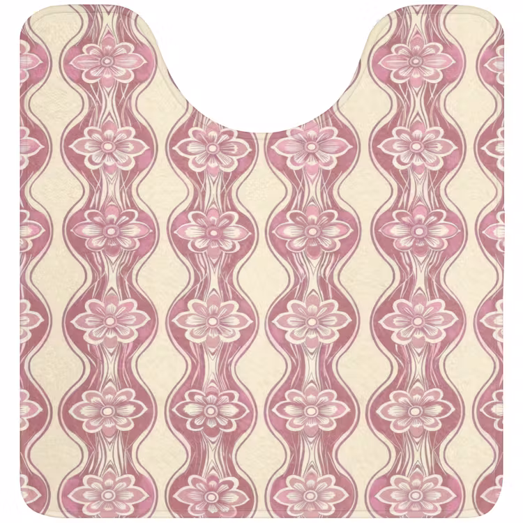 WC Mat - Paarsroze - Bloemen - Retro - Patroon — 1