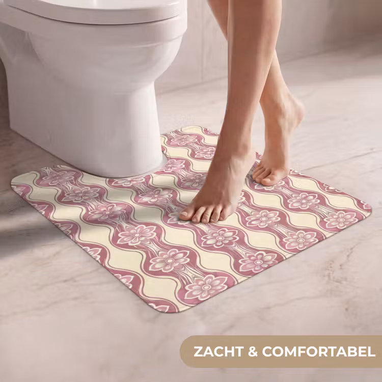 WC Mat - Paarsroze - Bloemen - Retro - Patroon — 5