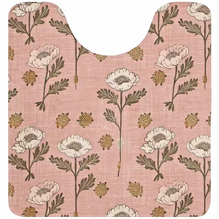 WC Mat - Roze - Bloemen - Vintage - Textuur — 1