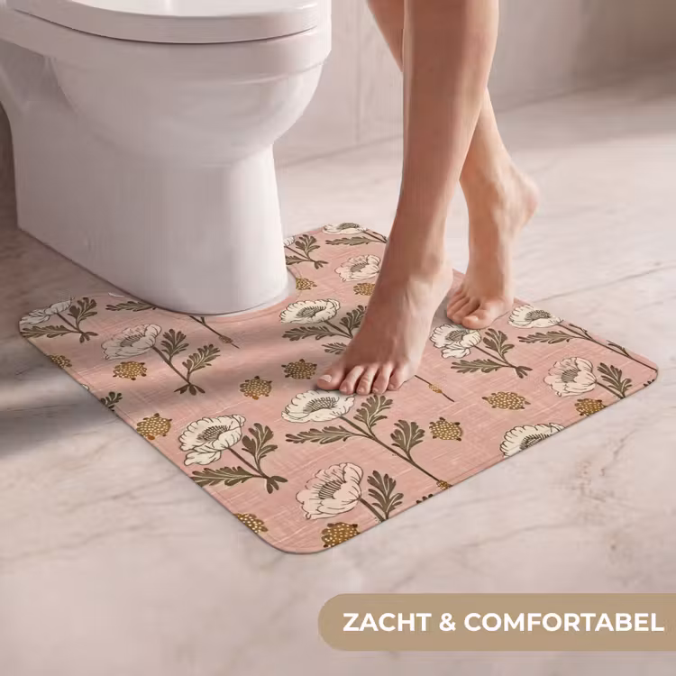 WC Mat - Roze - Bloemen - Vintage - Textuur — 5