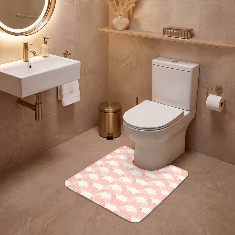 WC Mat - Roze - Waaiers - Mozaïek - Patroon — 3