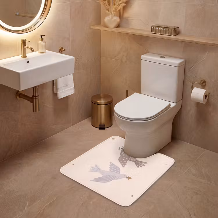 WC Mat - Vogel - Bessen - Natuur - Modern - Beige — 3