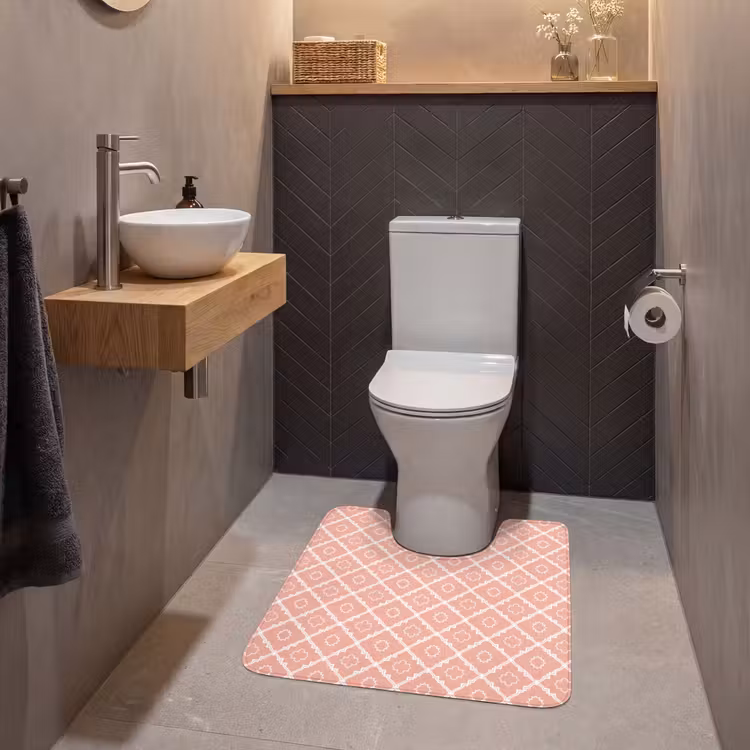 WC Mat - Zalmroze - Geometrisch - Elegant - Patroon — 2