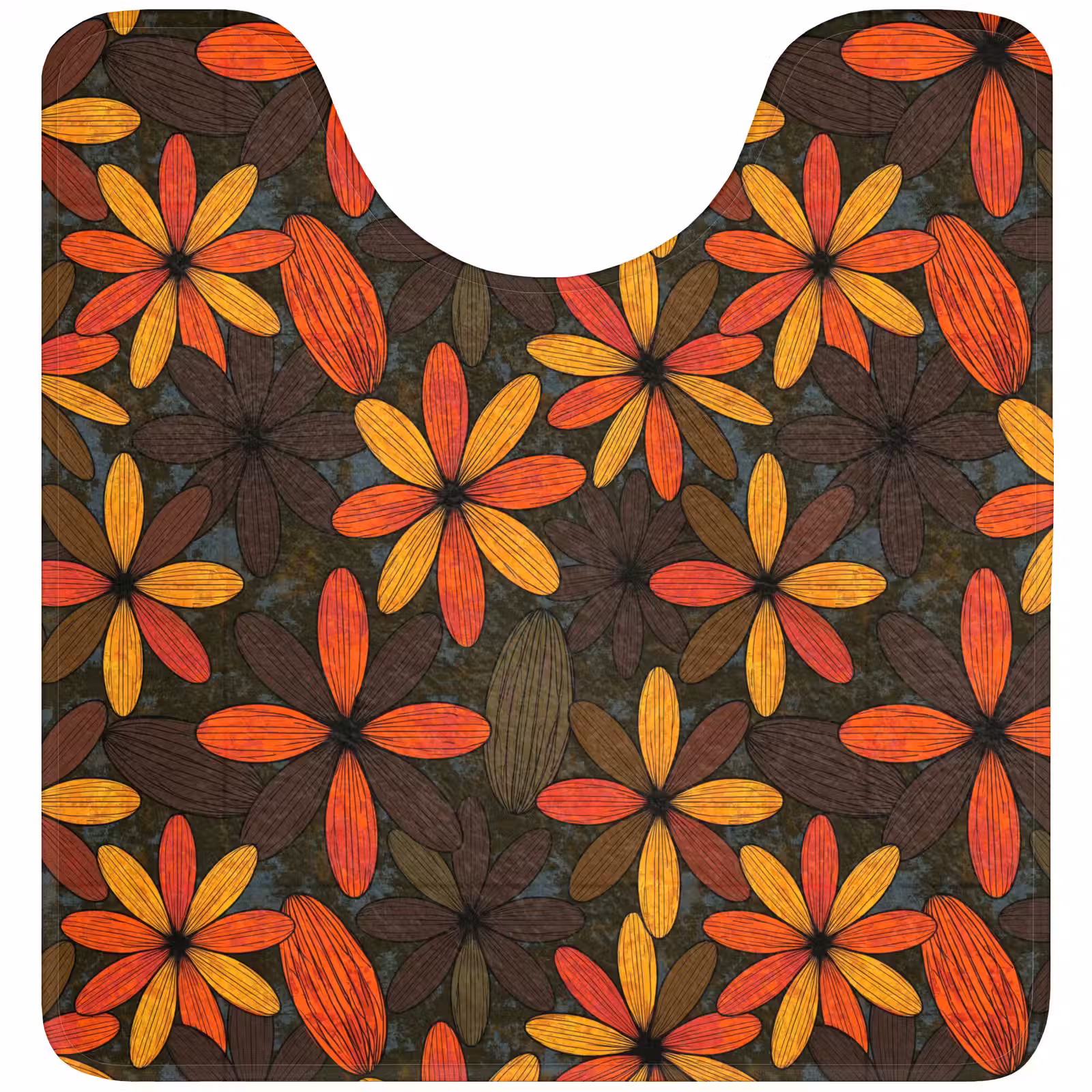 WC Mat - Oranje - Retro - Bloemen - Herfst — 1