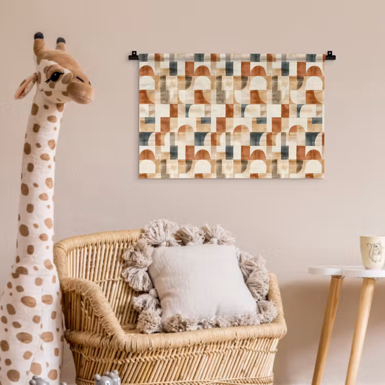 Wandkleed - Terracotta - Geometrisch - Aquarel - Textuur — 5