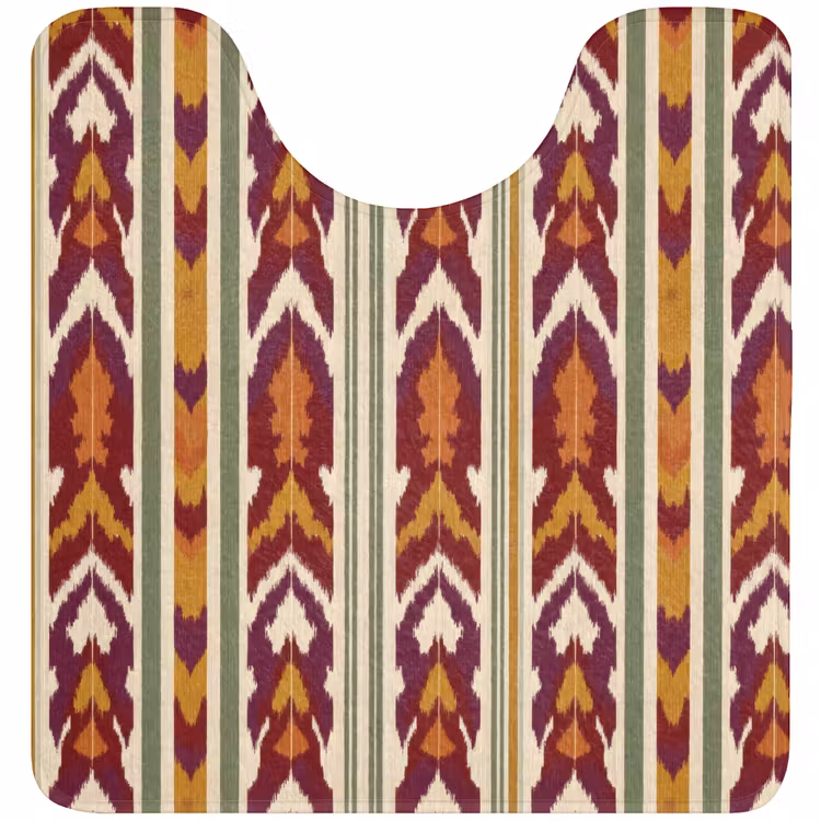 WC Mat - Ikat - Bordeauxrood - Etnisch - Patroon — 1