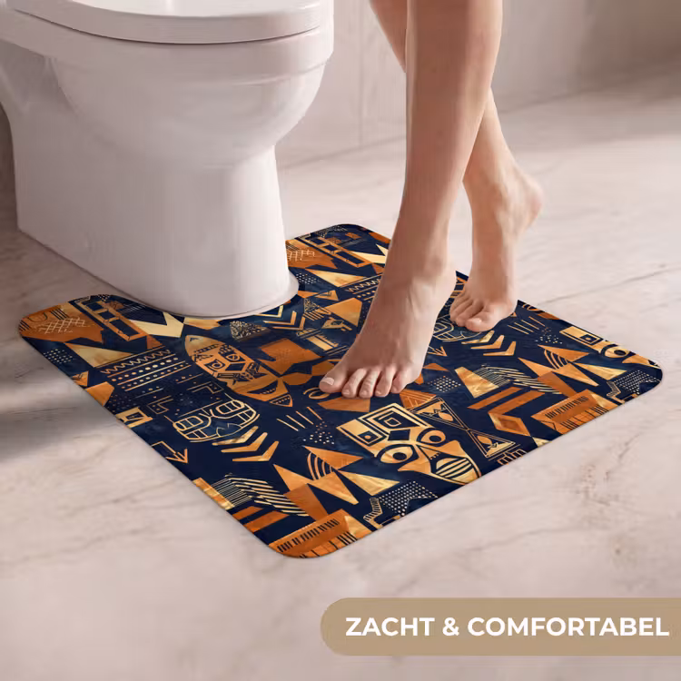 WC Mat - Nachtblauw - Koper - Tribaal - Maskers — 5