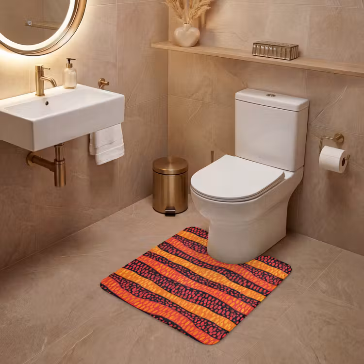 WC Mat - Oranje - Roze - Expressief - Patroon — 3