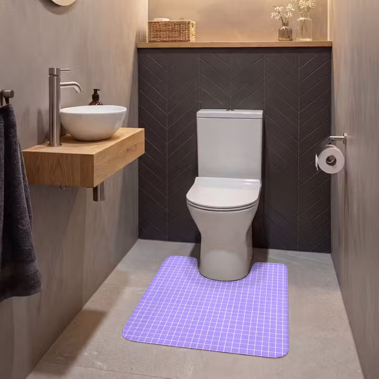 WC Mat - Paars - Geometrisch - Raster - Minimalistisch - Patroon — 2