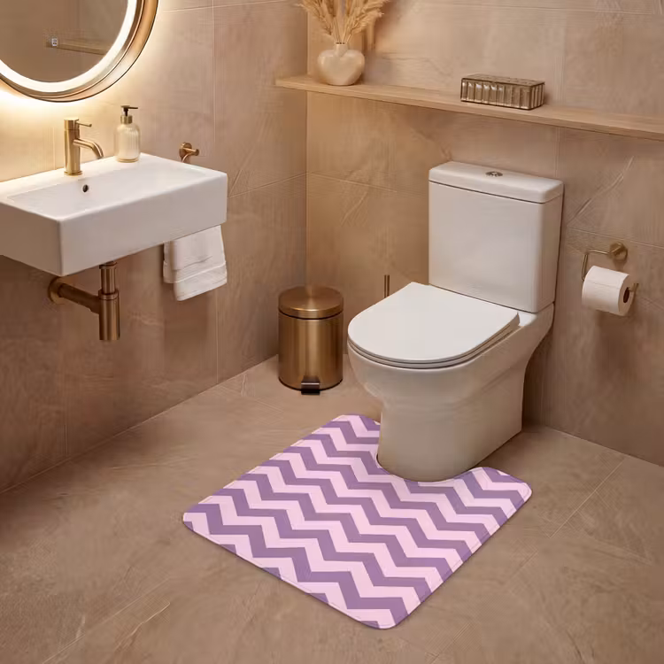 WC Mat - Paars - Roze - Geometrisch - Chevron - Zigzag - Patroon — 3