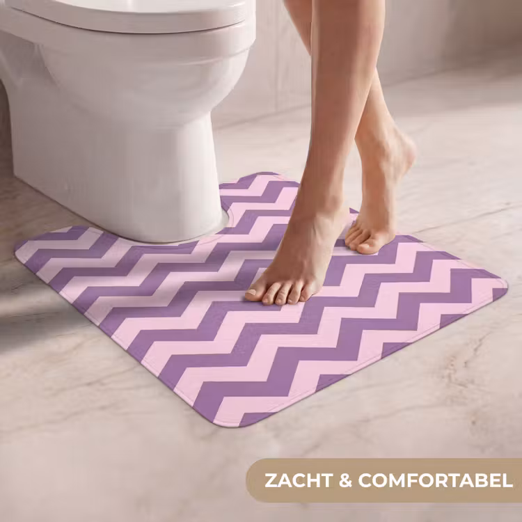 WC Mat - Paars - Roze - Geometrisch - Chevron - Zigzag - Patroon — 5