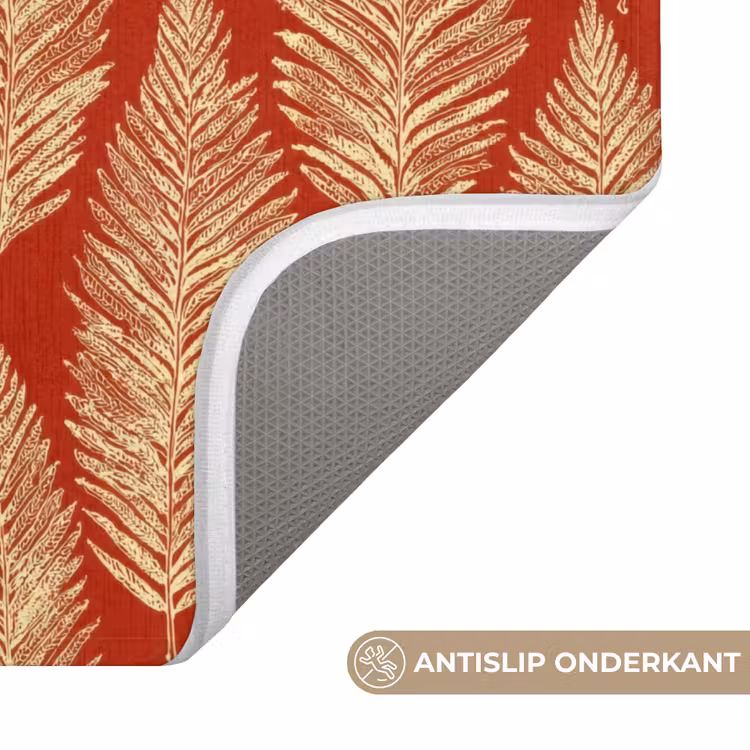 WC Mat - Rood - Botanisch - Varen - Patroon — 4