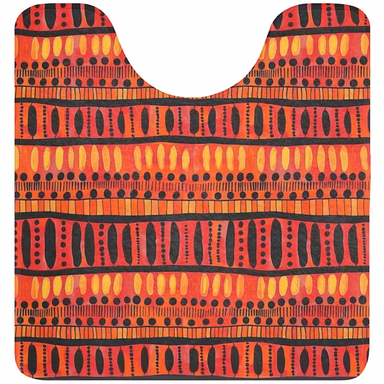 WC Mat - Rood - Oranje - Etnisch - Expressief - Patroon — 1