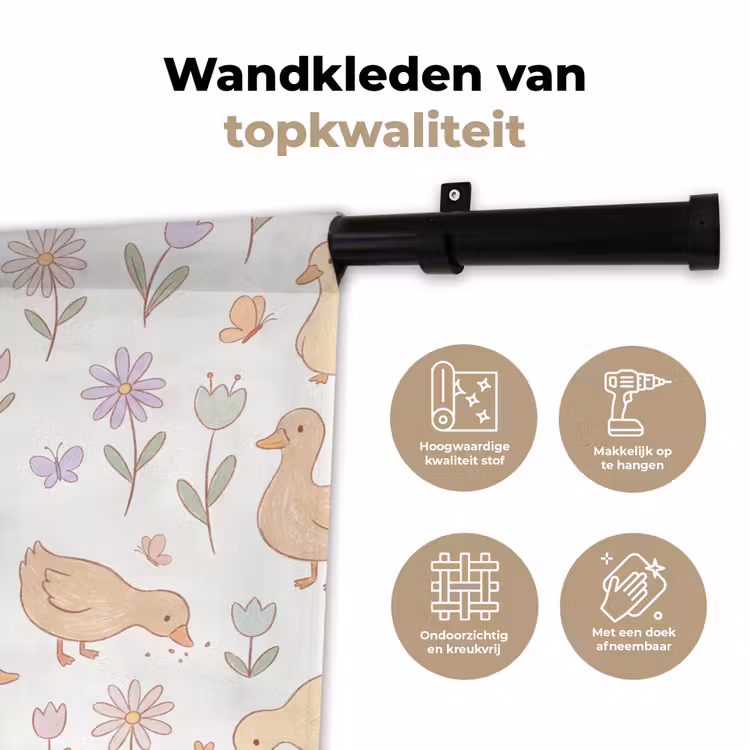 Wandkleed - Vogel - Bloemen - Patroon - Pastel - Dieren — 3