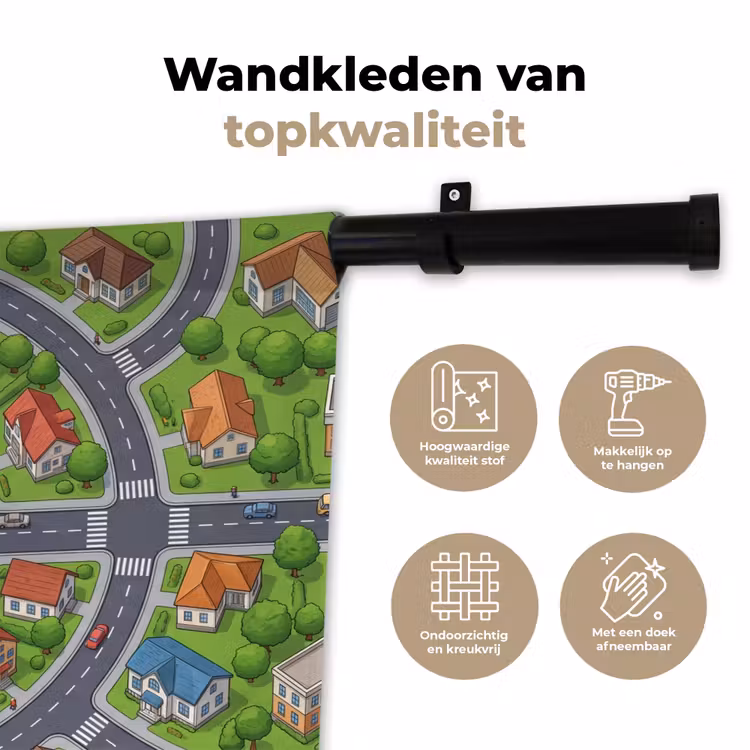 Wandkleed - Woonwijk - Bovenaf - Cartoon — 3