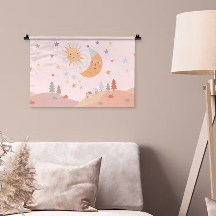 Wandkleed - Zon - Maan - Sterren - Kinderkamer - Pastel — 2