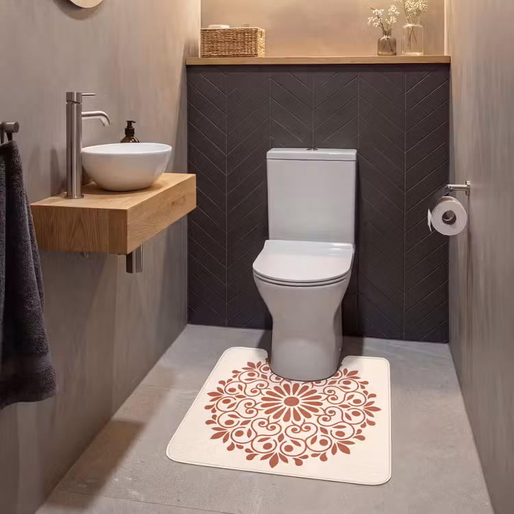 WC Mat - Decoratie - Cirkel - Symmetrisch - Modern - Roodbruin — 2