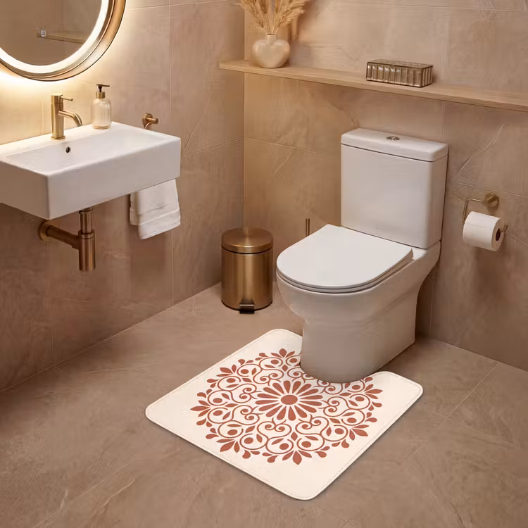 WC Mat - Decoratie - Cirkel - Symmetrisch - Modern - Roodbruin — 3