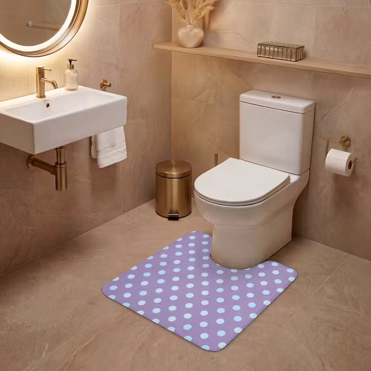 WC Mat - Paars - Blauw - Geometrisch - Stippen - Polka Dot - Patroon — 3